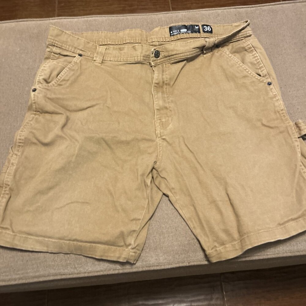 WXYZ Mens Brown Size 36 Straight-Fit Carpenter Work Shorts Cream 7.5" Inseam
